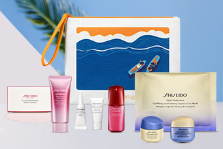 Profitez d'une trousse et de 8 produits Shiseido formats voyage offerts dès 120€.